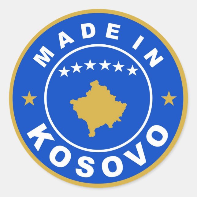 made in kosovo country flag product label round (Front)