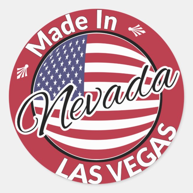 Made in Las Vegas Nevada USA Flag Classic Round Sticker (Front)