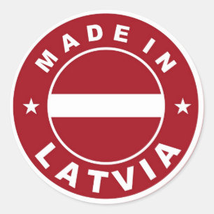 made in latvia country flag product label round