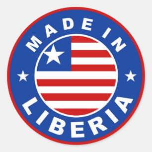 made in liberia country flag product label round