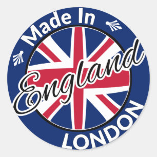 Made in London England Union Jack Flag Classic Round Sticker