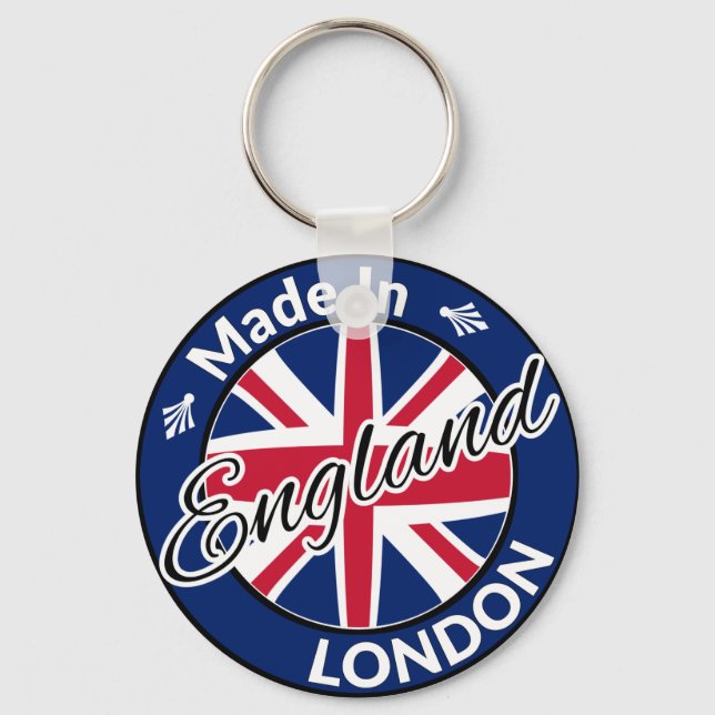Made in London England Union Jack Flag Key Ring (Front)