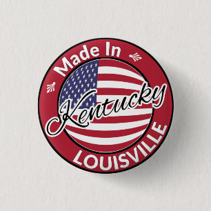 Made in Louisville Kentucky USA Flag 3 Cm Round Badge