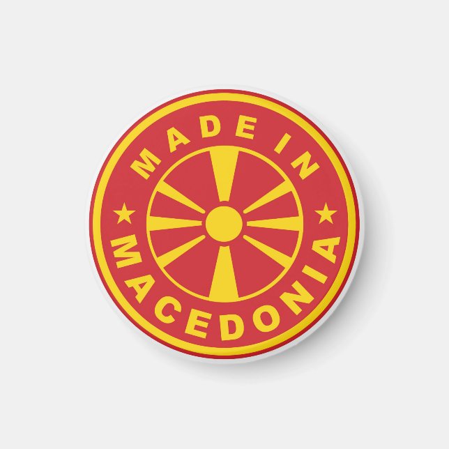 made in macedonia country flag product label magnet (Front)