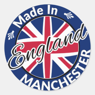 Made in Manchester England Union Jack Flag Classic Round Sticker