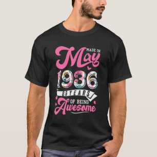 Made In May 1936 Floral 86 Year Old 86th Birthday T-Shirt