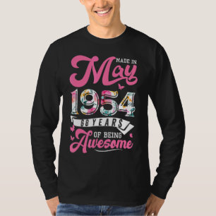 Made In May 1954 Floral 68 Year Old 68th Birthday T-Shirt