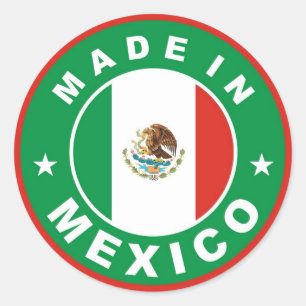 made in mexico country flag product label round