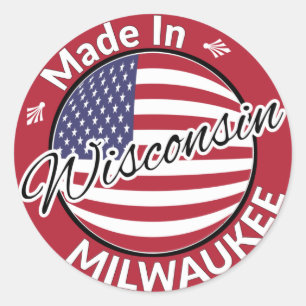 Made in Milwaukee Wisconsin USA Flag Classic Round Sticker