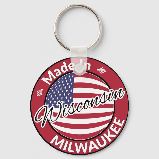 Made in Milwaukee Wisconsin USA Flag Key Ring (Front)