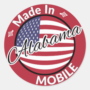 Made in Mobile Alabama Stars and Stripes Flag Classic Round Sticker