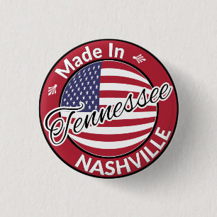 Made in Nashville Tennessee USA Flag 3 Cm Round Badge