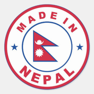 made in nepal country flag product label round