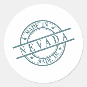 Made In Nevada Stamp Style Logo Symbol Green Classic Round Sticker