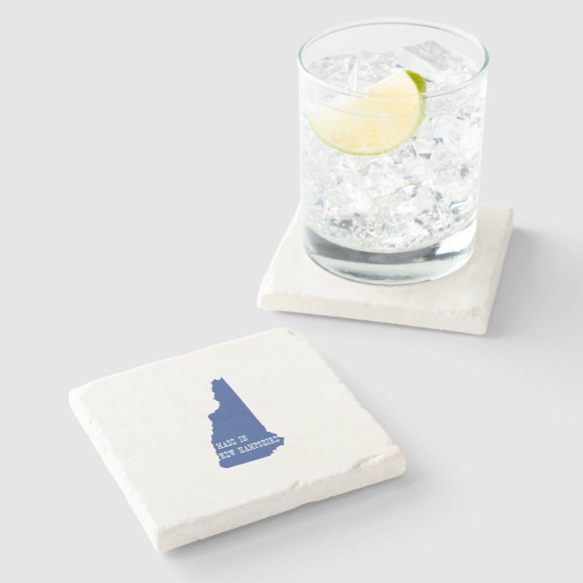 Made in New Hampshire State Shaped Granite Stater Stone Coaster (Side)