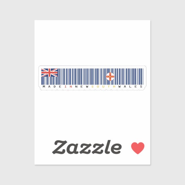 Made in New South Wales Barcode Flag Sticker (Sheet)