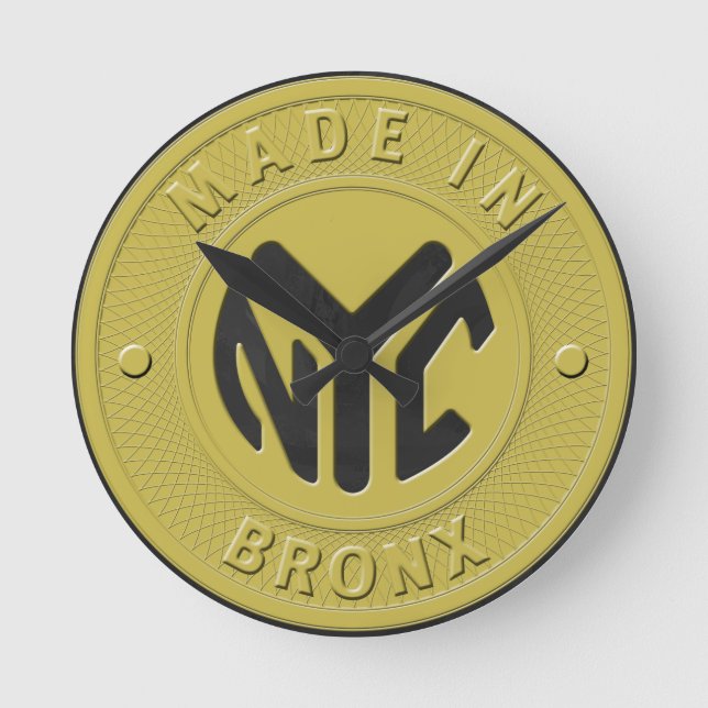 Made In New York Bronx Round Clock (Front)