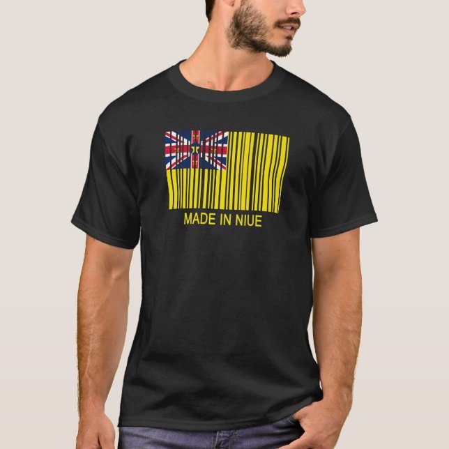 Made in Niue Flag Barcode T-Shirt (Front)