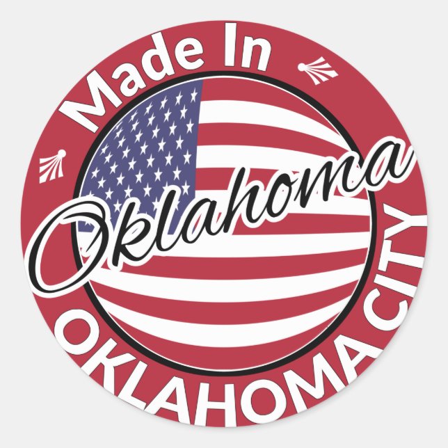 Made in Oklahoma City Oklahoma USA Flag Classic Round Sticker (Front)