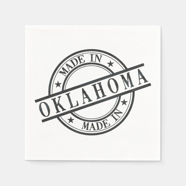 Made In Oklahoma Stamp Style Logo Symbol Black Napkin (Front)