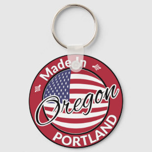 Made in Portland Oregon USA Flag Key Ring