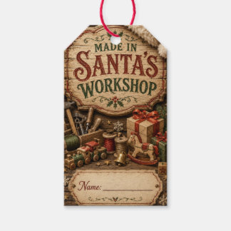 Made in Santa's Workshop Vintage Wooden Christmas Gift Tags