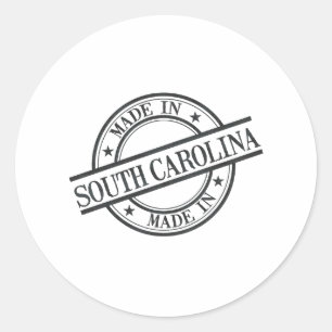 Made In South Carolina Stamp Style Logo Black Classic Round Sticker
