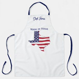 “Made in Texas”, State Map w/ USA Flag Overlay Apron