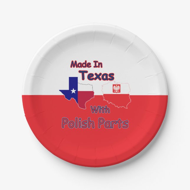 Made In Texas With Polish Parts Paper Plate (Front)