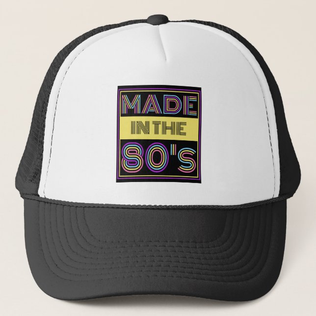 MADE IN THE 80'S TYPOGRAPHY FASHION TRUCKER HAT (Front)