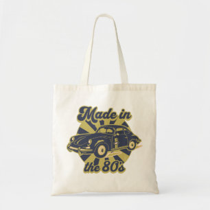 made in the 80's vintage golden classic car lovers tote bag