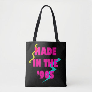 Made in the 90s retro neon custom birthday tote bag