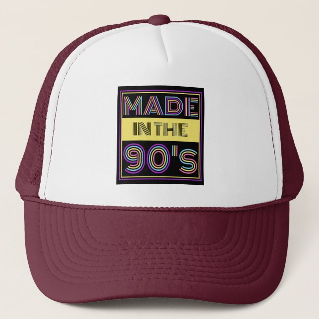 MADE IN THE 90'S TYPOGRAPHY FASHION TRUCKER HAT (Front)