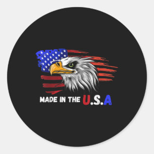 Made In The U.s.a Bald Eagle Patriotic Flag Tattoo Classic Round Sticker
