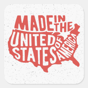 Made in the United States of America Typography Square Sticker