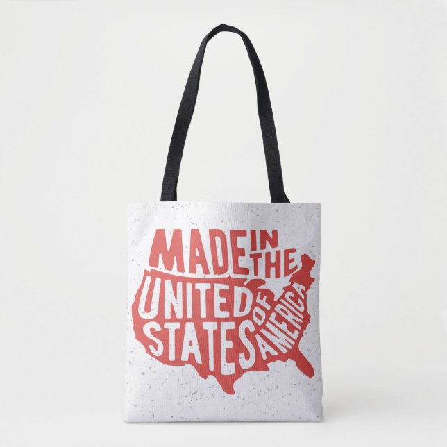 Made in the United States of America Typography Tote Bag (Front)