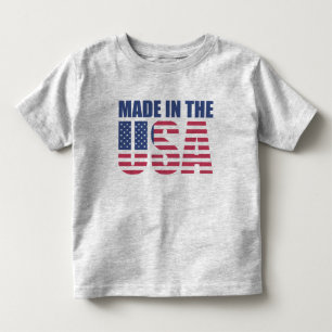 Made in the USA 4th of July Red White Blue Flag Toddler T-Shirt