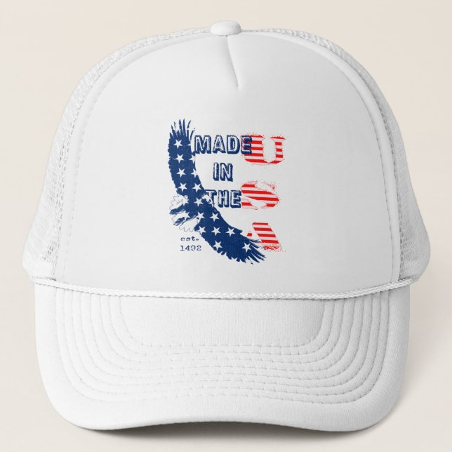 MADE IN THE USA est. 1492 Trucker Hat (Front)