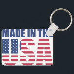 "Made in the USA" Flag Keychain -Patriotic USA key<br><div class="desc">Carry a small but powerful symbol of national pride wherever you go with this "Made in the USA" keychain. Featuring a bold, square typographic design, the iconic stars and stripes of the American flag are seamlessly integrated into the text, creating a modern and vibrant look. This accessory is more than...</div>