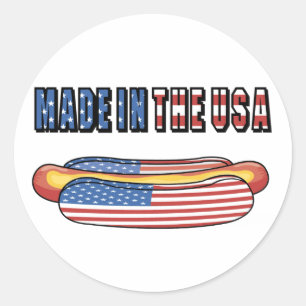 Made in the USA hotdog stickers