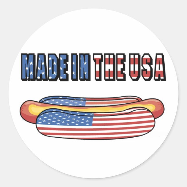 Made in the USA hotdog stickers (Front)