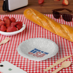 Made In The USA July 4th Glitter Paper Plate