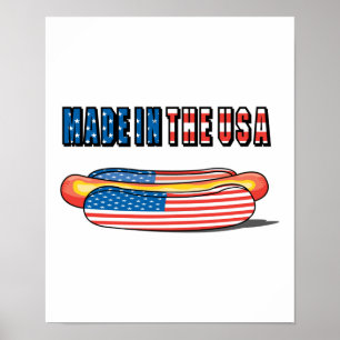 Made in the USA Patriotic Hot Dog Poster