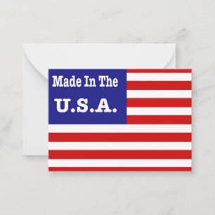 Made In The USA Red White And Blue American Flag Card