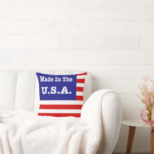 Made In The USA Red White And Blue American Flag Cushion