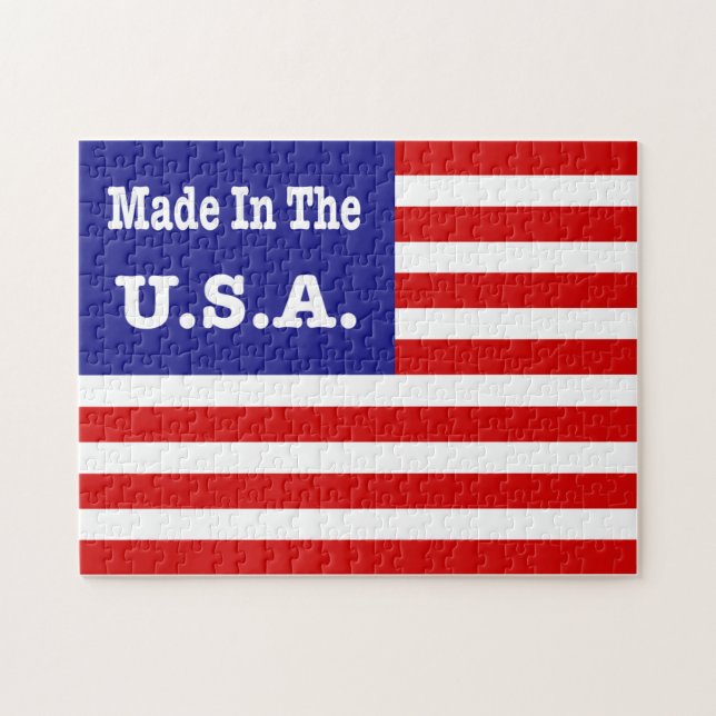 Made In The USA Red White And Blue American Flag Jigsaw Puzzle (Horizontal)