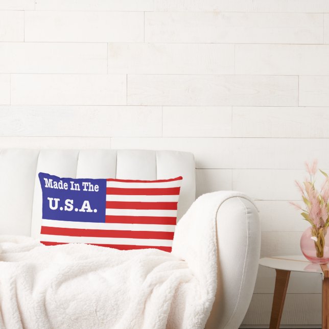 Made In The USA Red White And Blue American Flag Lumbar Cushion (Couch)