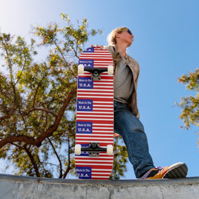 Made In The USA Red White And Blue American Flag Skateboard (Outdoor 1)