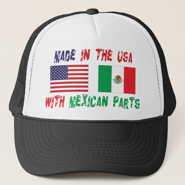 Made In The USA With Mexican Parts Woman's Trucker Hat (Front)
