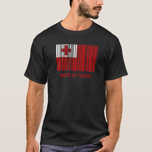 Made in Tonga Flag Barcode T-Shirt (Front)